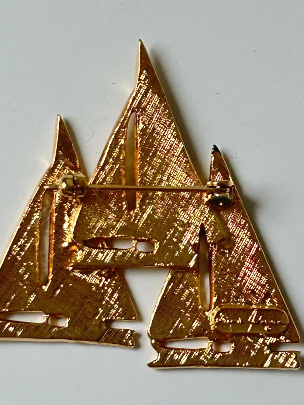 Vintage Flamingo and Sailboat Brooch 2pc Set